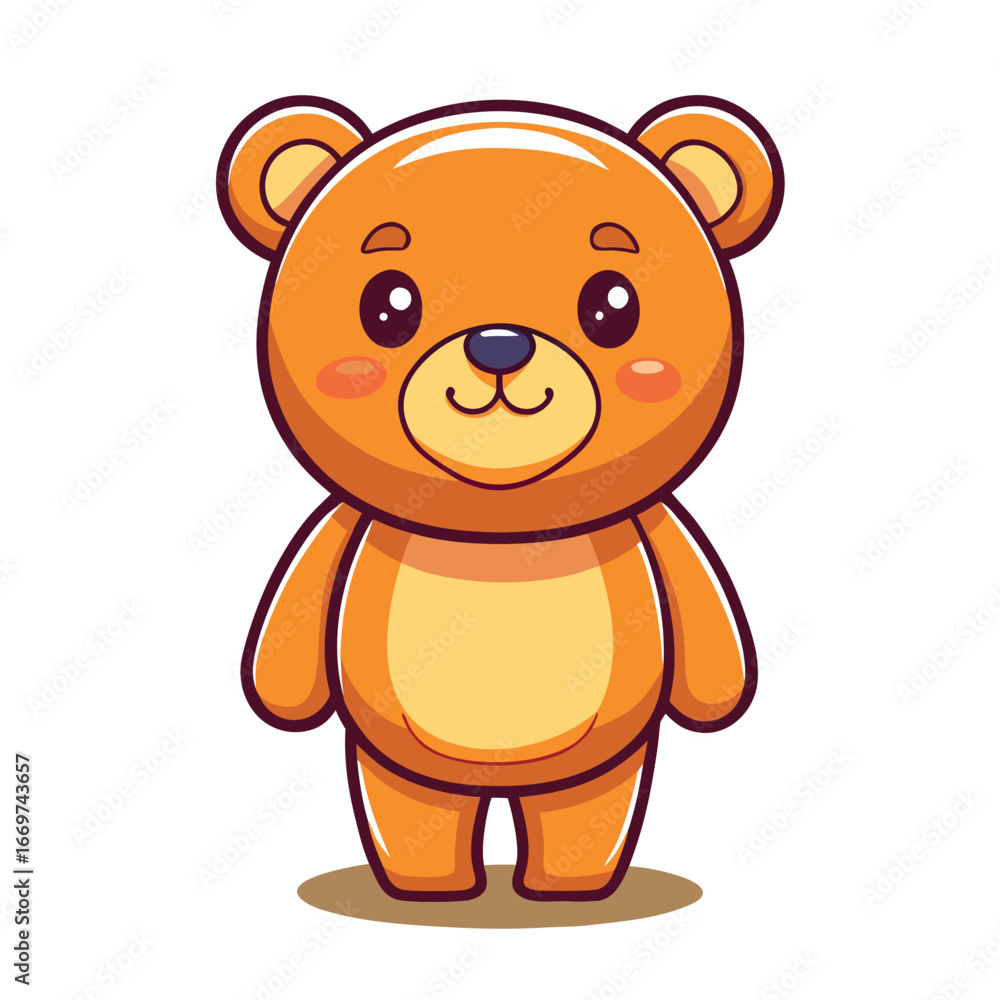 Fototapeta premium A sweet brown teddy bear drawing with a cute heart is a fun gift for a child's love