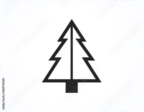 Simple black outline Christmas tree graphic