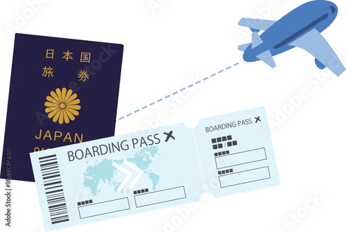 パスポートと航空券のイメージイラスト