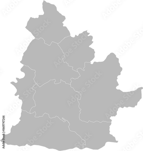 Nitra Region, Slovakia – administrative vector map with district boundaries (Krovak projection, PPT-compatible & fully editable)