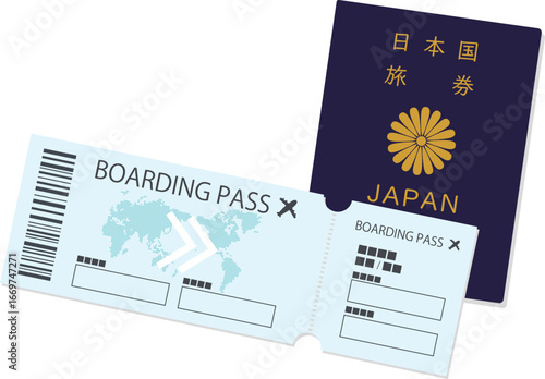 パスポートと航空券のイメージイラスト