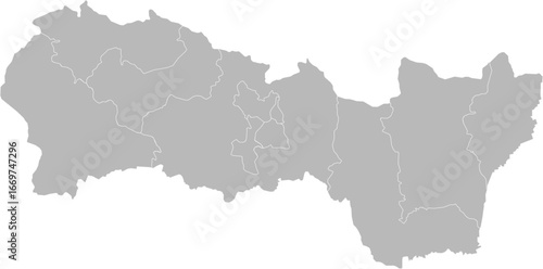 Kosice Region, Slovakia – administrative vector map with district boundaries (Krovak projection, PPT-compatible & fully editable)