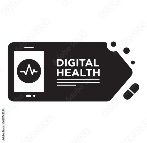 Digital health concept illustrating technology smartphone ecg and medicine illustration vector graphic