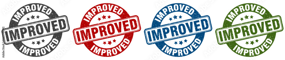 improved stamp. improved round stamp set isolated on white background improved stamp. improved round stamp set isolated on white background