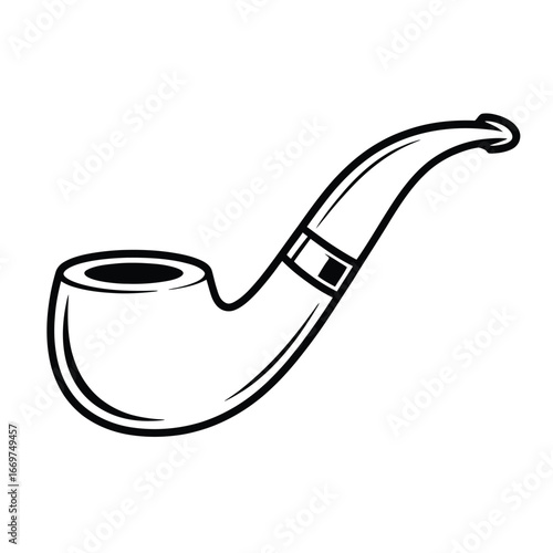 Classic smoking pipe illustration with a simple black and white design