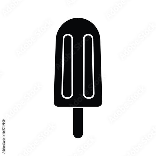 Simple black silhouette of a popsicle on a stick