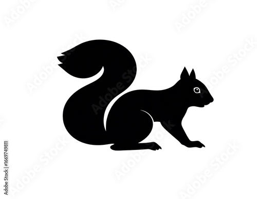 Simple black silhouette of a squirrel