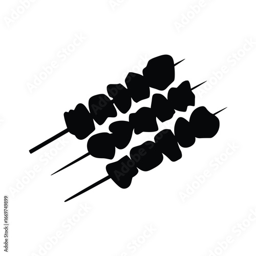 Black silhouette of meat skewers on a white background
