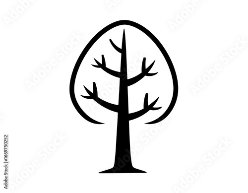 Simple black silhouette of a tree