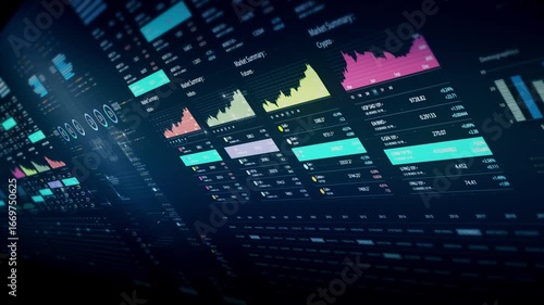 Dynamic data visuals for business info graphics, animated charts, and data-driven insights for a business meeting mock-up. Explore the world of trading, stock exchanges, and crypto