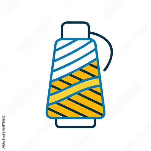Flat vector illustration of a vibrant thread spool, ideal for textile, fashion, crafting, and sewing-related design or content.
