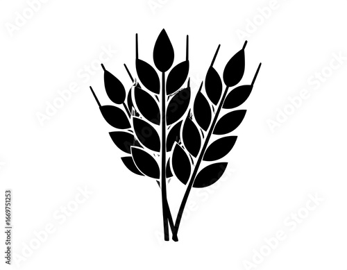 Simple black silhouette of wheat ears