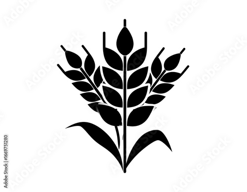 Simple black silhouette of wheat stalks