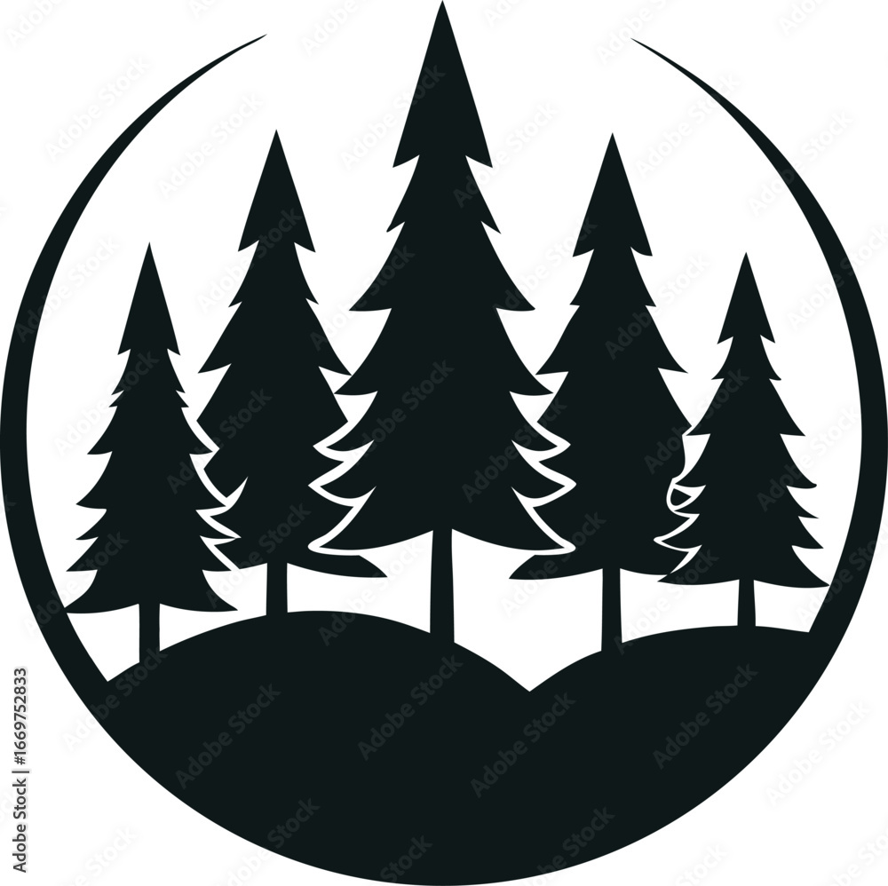 Fototapeta premium Forest christmas trees vector illustration