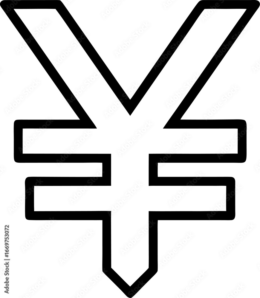 Fototapeta premium Japanese Yen silhouette icon vector