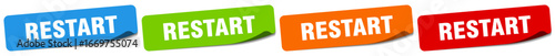restart sticker. restart sticker set on white background