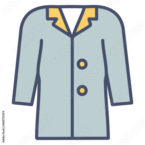 A vibrant and simple vector icon of a coat, representing a stylish and functional piece of clothing.