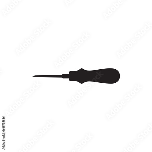 Sharp awl silhouette vector flat Icon illustration on white background