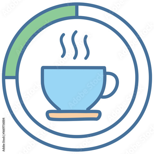 A professional and clean vector icon of a latte art coffee cup, conveying a sense of artisanal drinks and creativity.