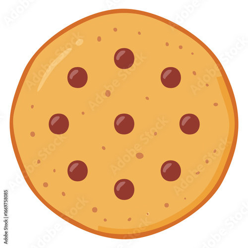 A clean and versatile vector icon of a chocolate chip cookie, perfect for use in food delivery apps, bakery websites, and recipe blogs.