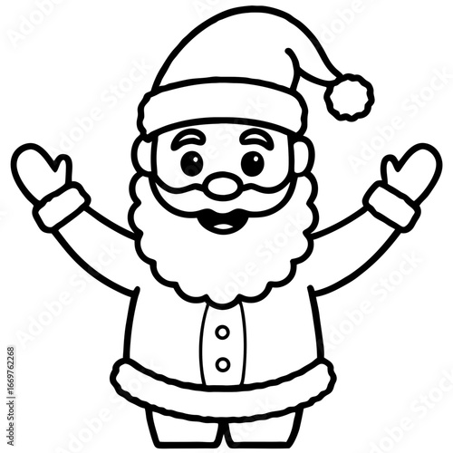 A whimsical cartoon of Santa Claus with a sack full of gifts