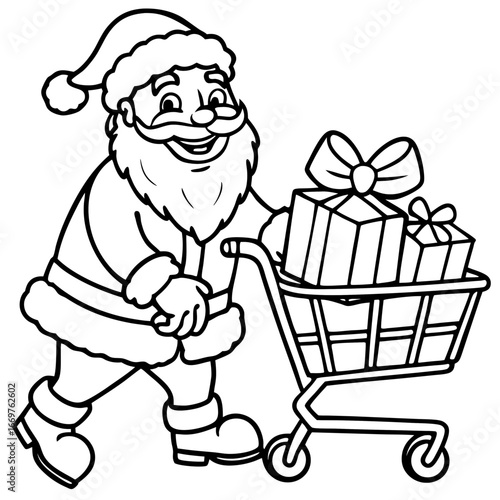 Santa Claus in a festive red suit carrying a sack full of Christmas gifts