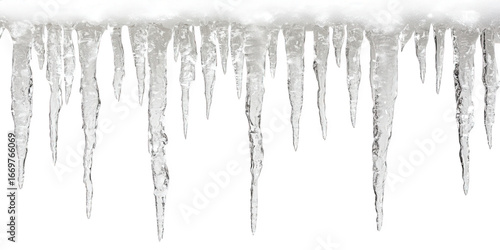 Icicles hanging down isolated on transparent background