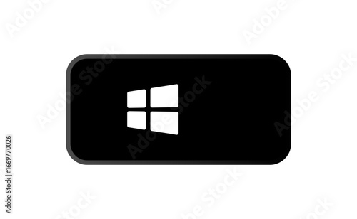 Black Keyboard Key with Windows Logo Icon