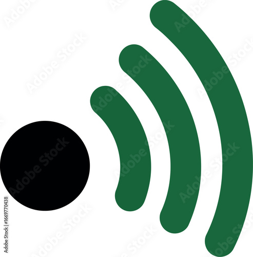 Green wi fi signal waves broadcast modern tech connection icon vector