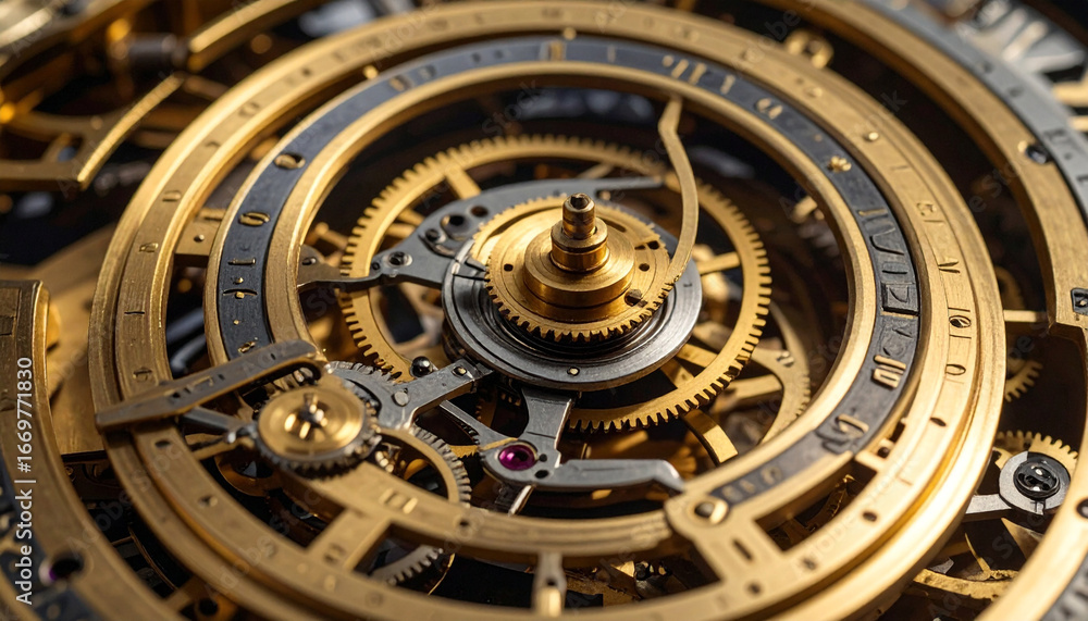 Fototapeta premium Intricate Watch Mechanism - Gears and Precision Engineering.