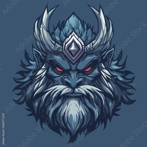  Dark Horned Skull with Glowing Eyes | Gothic Fantasy Vector Art