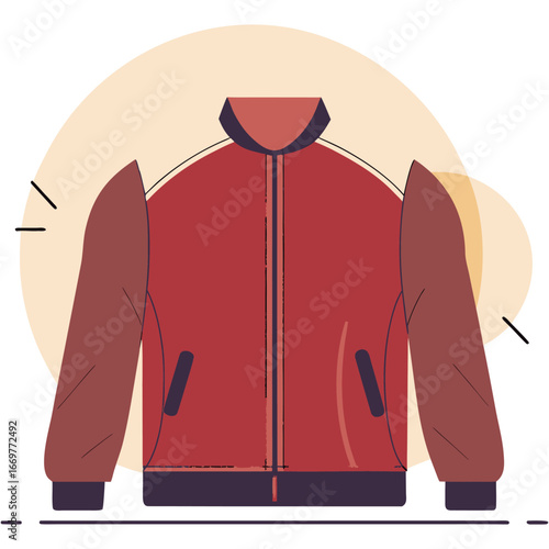 A realistic, high-quality photo of a stylish men’s jacket. The jacket is dark navy blue with a sleek, modern design. It has a front zipper, two side pockets with zippers, and elastic cuffs at the wris