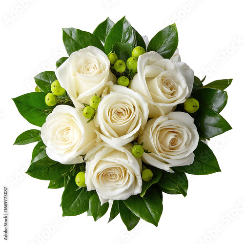 Elegant White Roses with Green Accents in Floral Arrangement