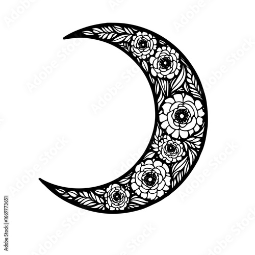 flora crescent moon isolate on white 