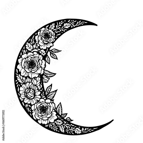 flora crescent moon isolate on white 
