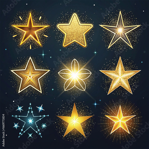 Shiny Golden Star Icon Vector Illustration