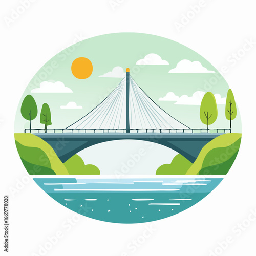 Modern CableStayed Bridge over River