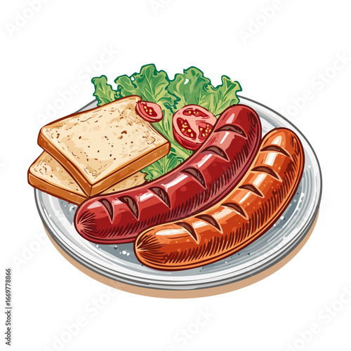  BBQ sausages on a plate