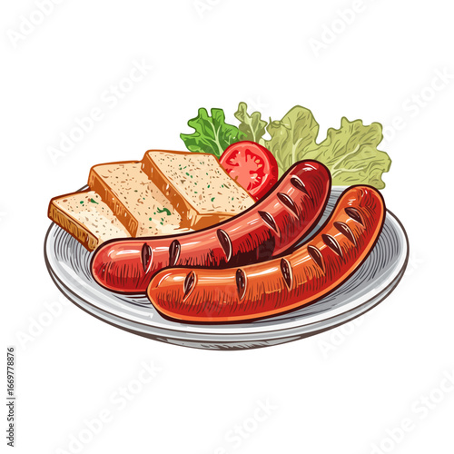 BBQ sausages on a plate