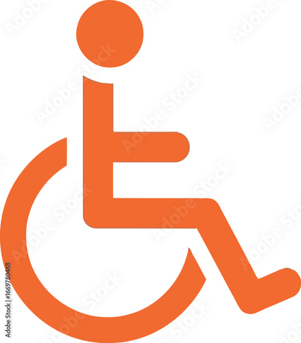 Orange wheelchair accessibility symbol vector icon isolated on white modern design vector