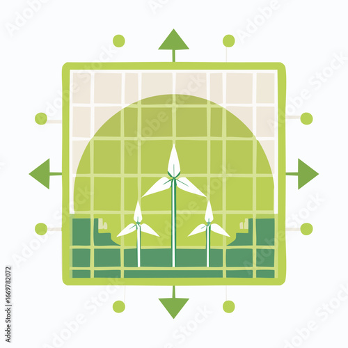 Green energy wind turbines generating clean power for a sustainable future