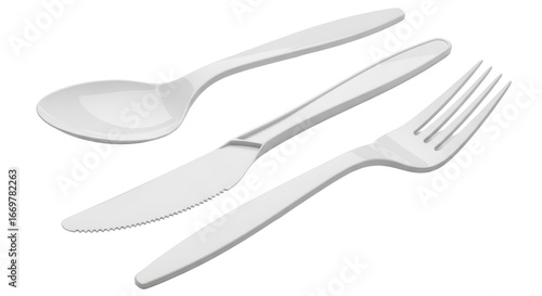 Isolated Plastic Cutlery Set
