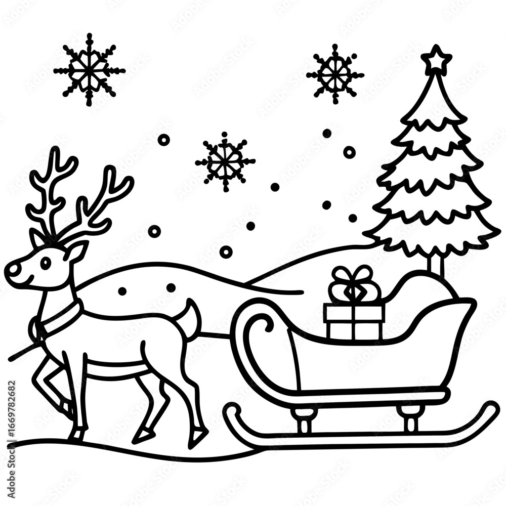 Fototapeta premium reindeer and christmas tree