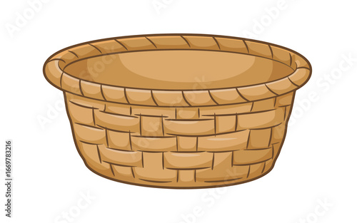 Woven wicker basket with brown tones vector