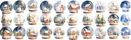 snow globe watercolor clipart 