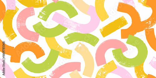 Abstract Colorful Brush Strokes and Shapes on White Background vector illustration