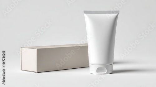 Blank tube and box of toothpaste packaging mockup, Isolated on white background. 3D rendering.