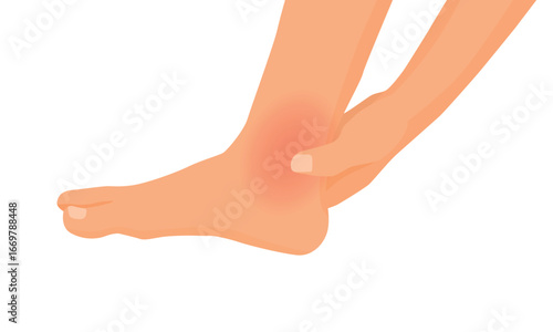 Foot pain ankle injury after exercising. Man hand holding his painful foot
