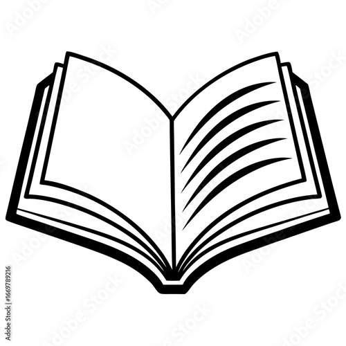Isolated old vintage open blank book with empty pages for education or reading