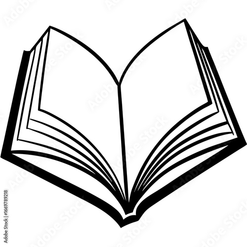 The symbol of an open book with white blank pages shows the love of reading and education